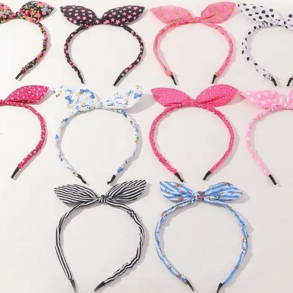 10pcs Heart Graphic Polka Dots Headbands with Pearls New - Picture 2 of 2
